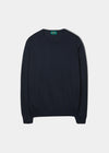 Men's luxury cotton crew neck jumper in dark navy