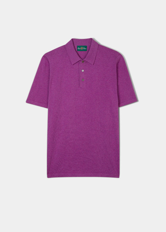 Men's luxury cotton short sleeve polo shirt in orchid