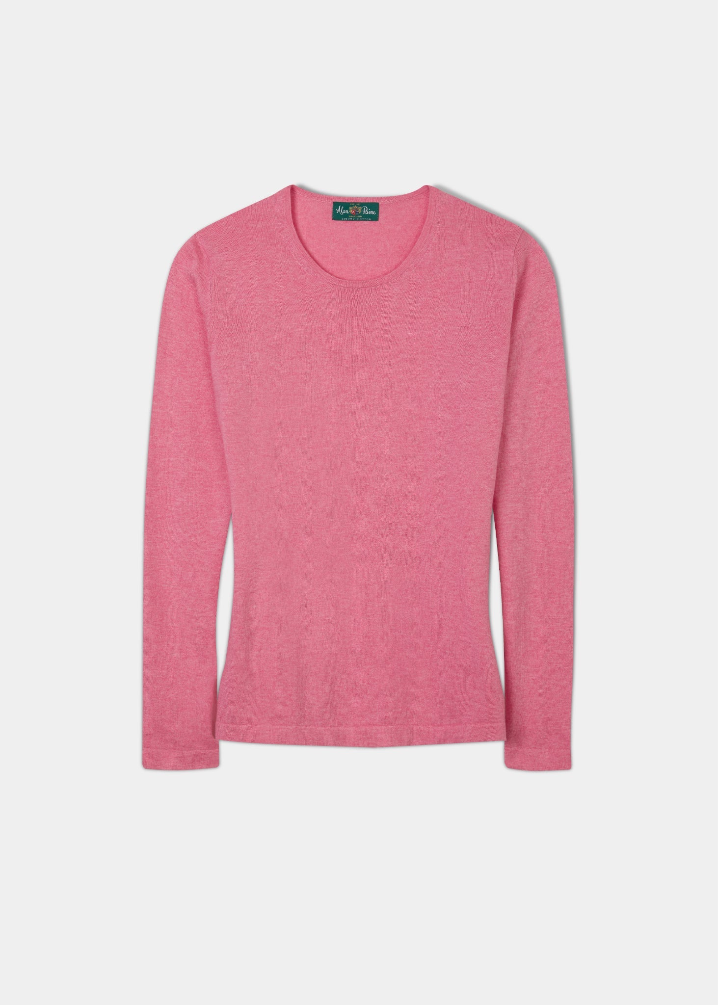 Alan Paine ladies cotton cashmere jumper in colourway carnation with a crew neck