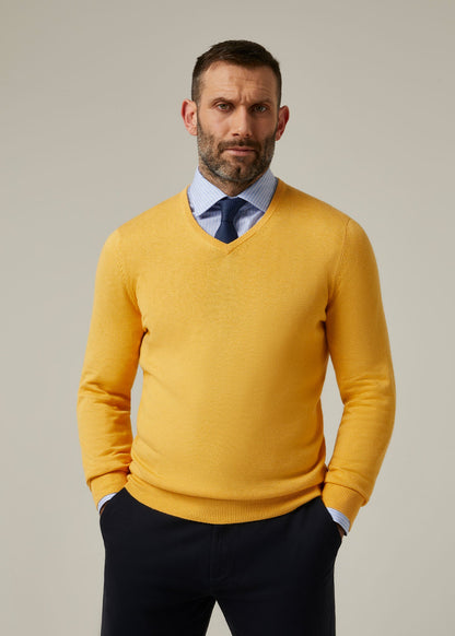 Rothwell Cotton Cashmere Jumper In Maize