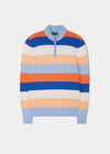 Towbridge Stripe 1/4 Zip Jumper in Steel Blue