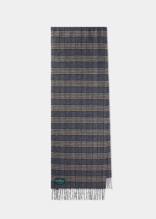 Dunsforth Dog Tooth Cashmere Scarf in Denim