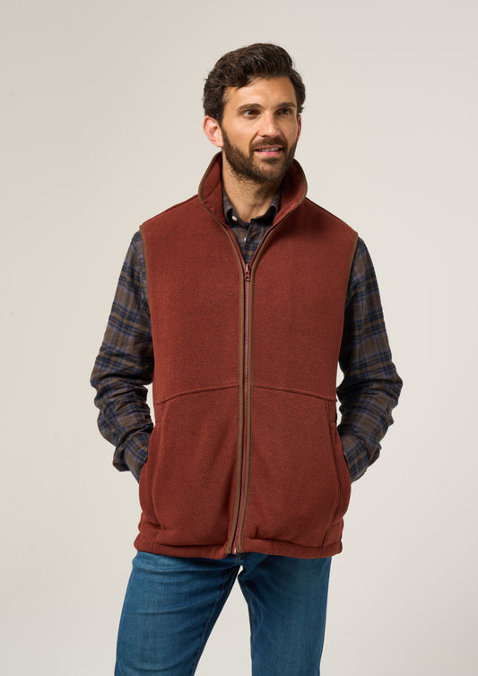 Aylsham Men's Fleece Gilet In Rust