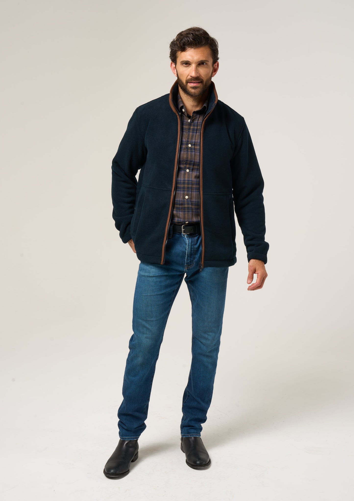 Aylsham Men's Fleece Windblock In Dark Navy