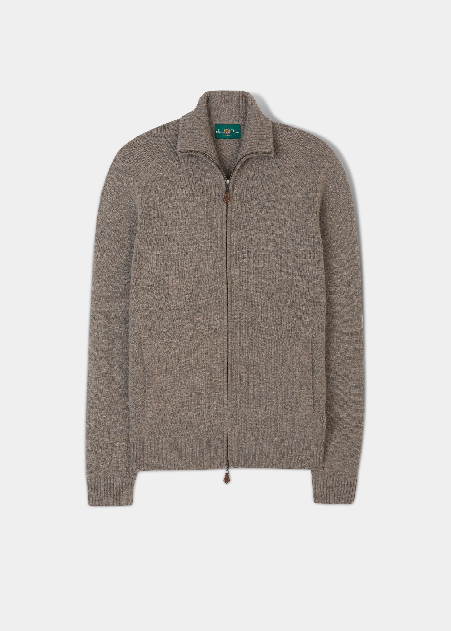 Ballater Lambswool Zipped Jumper in Vole - Regular Fit