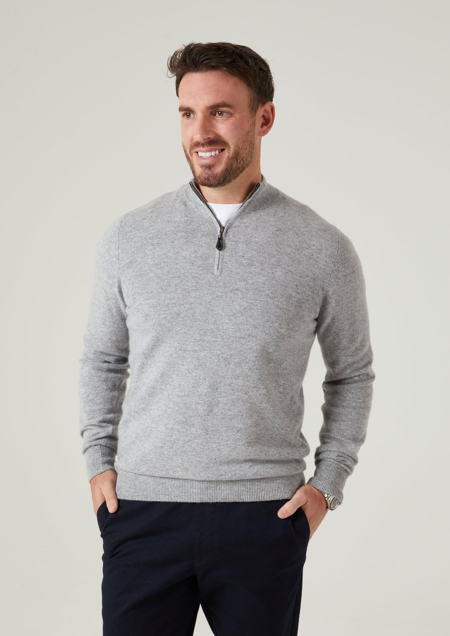 Cairns Geelong Wool 1/4 Zip Jumper in Silver 