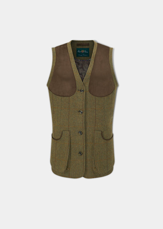 Combrook Ladies Tweed Shooting Waistcoat In Grove