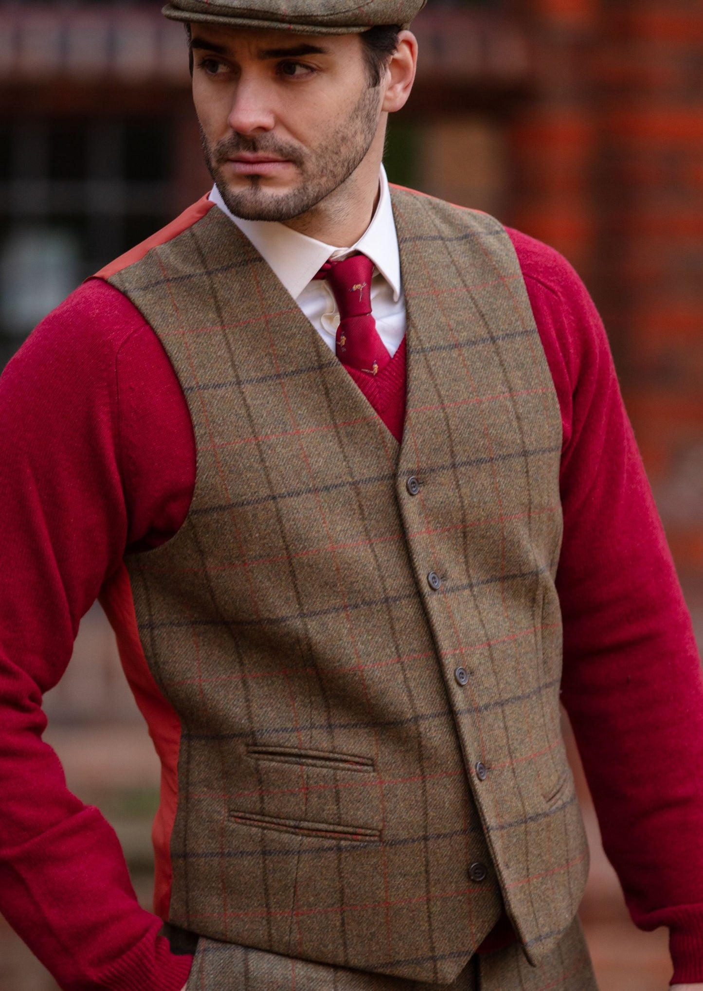 Combrook Men's Tweed Lined-Back Waistcoat In Thyme