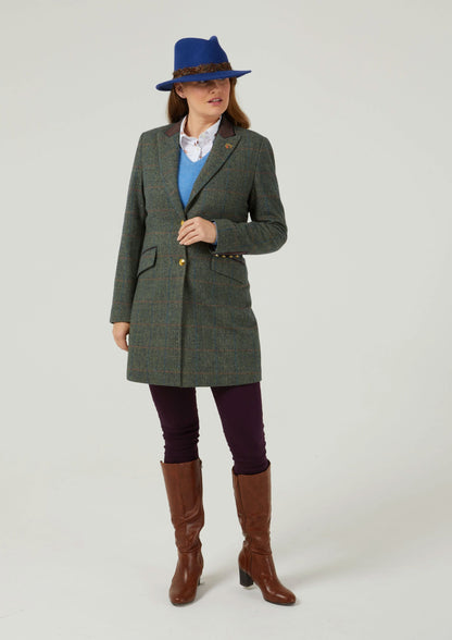 Combrook Ladies Mid-Thigh Coat In Spruce - Regular Fit