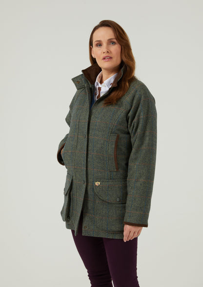 Combrook Ladies Tweed Shooting Coat In Spruce