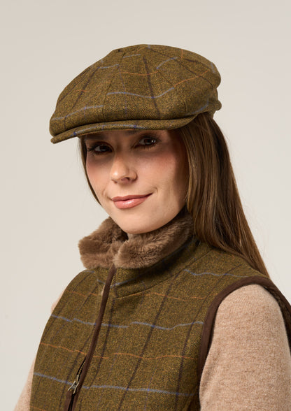 Combrook Ladies Tweed Country Cap In Hazel