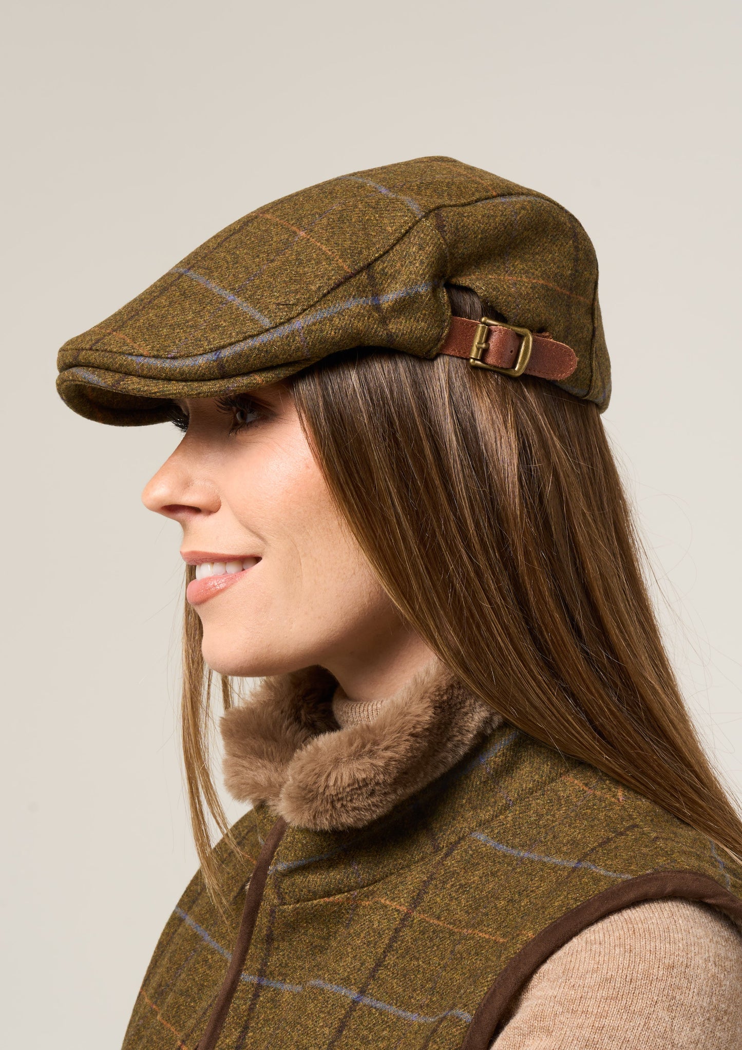 Combrook Unisex Tweed Country Cap In Hazel