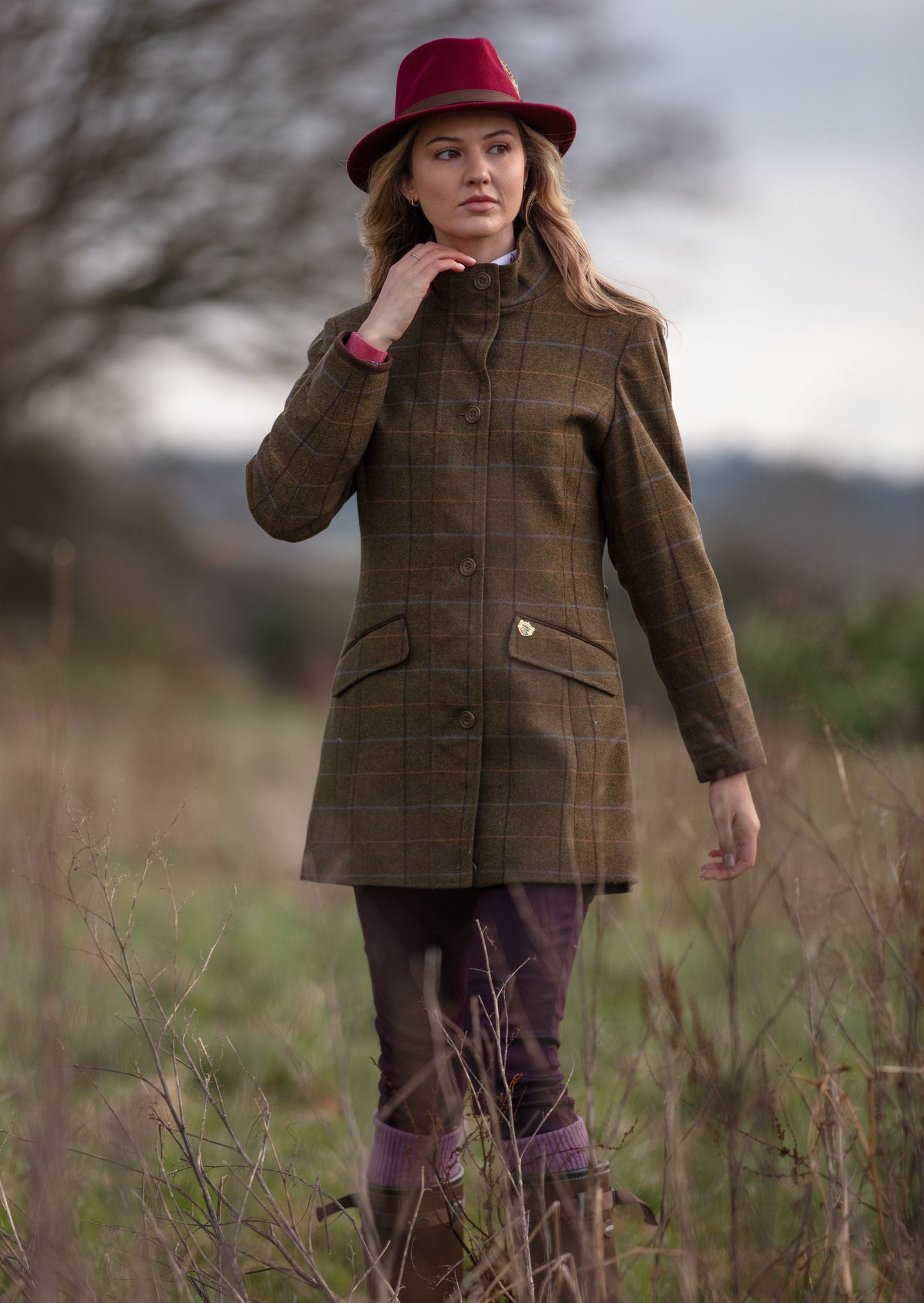 Combrook Ladies Tweed Field Jacket In Hazel