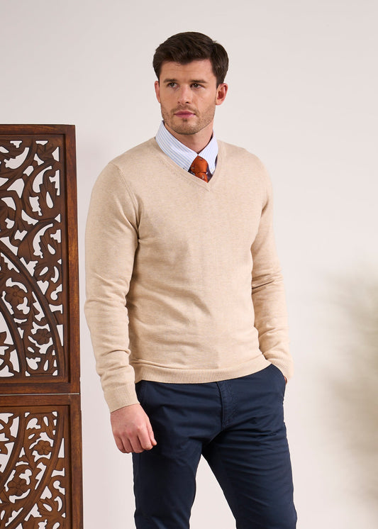 Cotton Cashmere Jumper In Sand