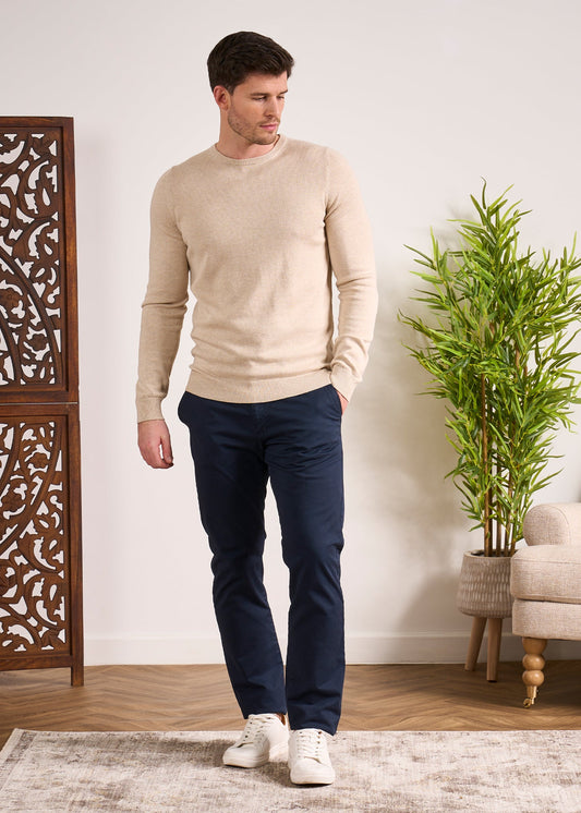 Cotton Cashmere Jumper In Sand