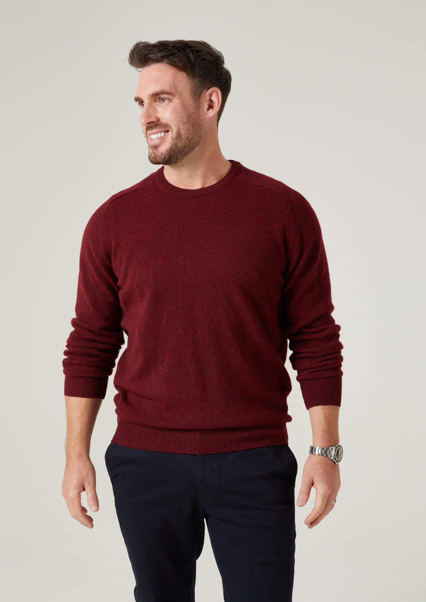 Dorset Men's Lambswool Jumper in Red Velvet 