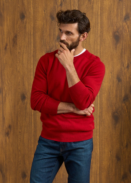 Dorset Men's Lambswool Jumper in Dubonnet - Classic Fit