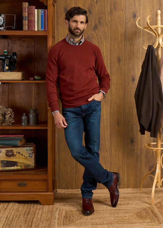 Dorset Men's Lambswool Jumper in Sienna - Classic Fit