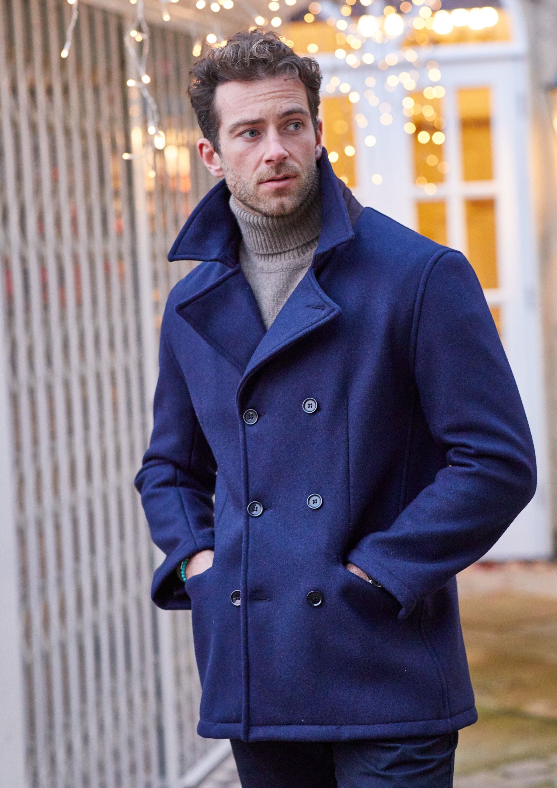 Ewen Men's Double Breasted Jacket In Navy