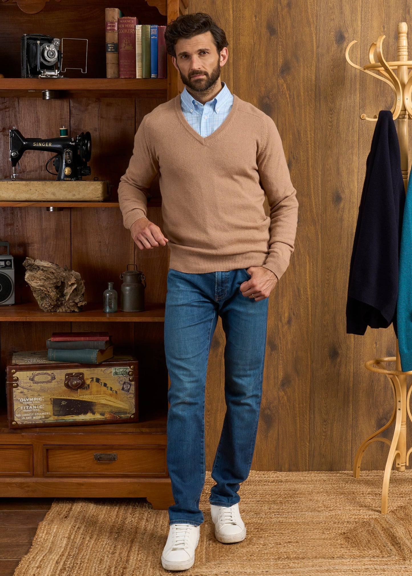 Hampshire Lambswool Jumper in Camel 