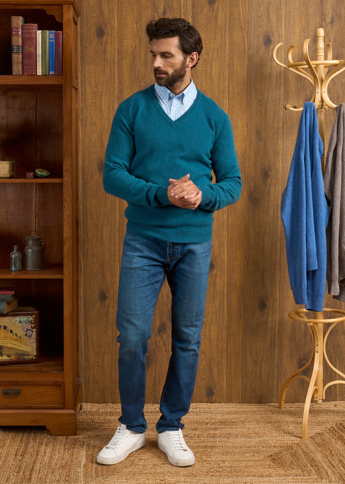 Hampshire Lambswool Jumper in Grecian Sea