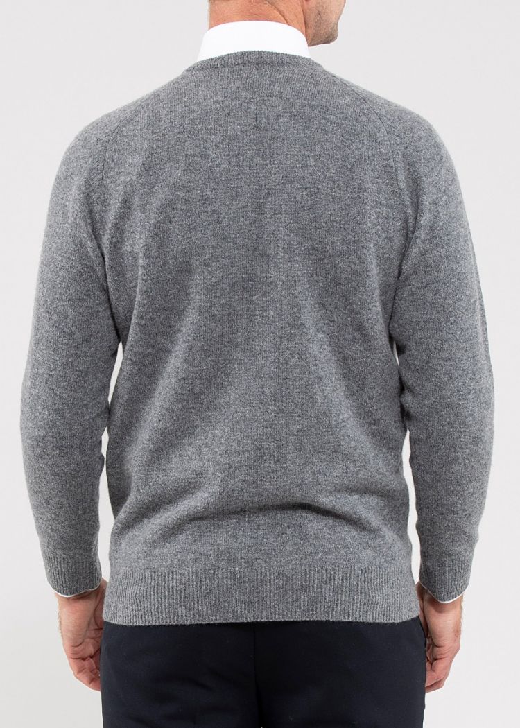 Hampshire Lambswool Saddle Shoulder Grey Mix Jumper