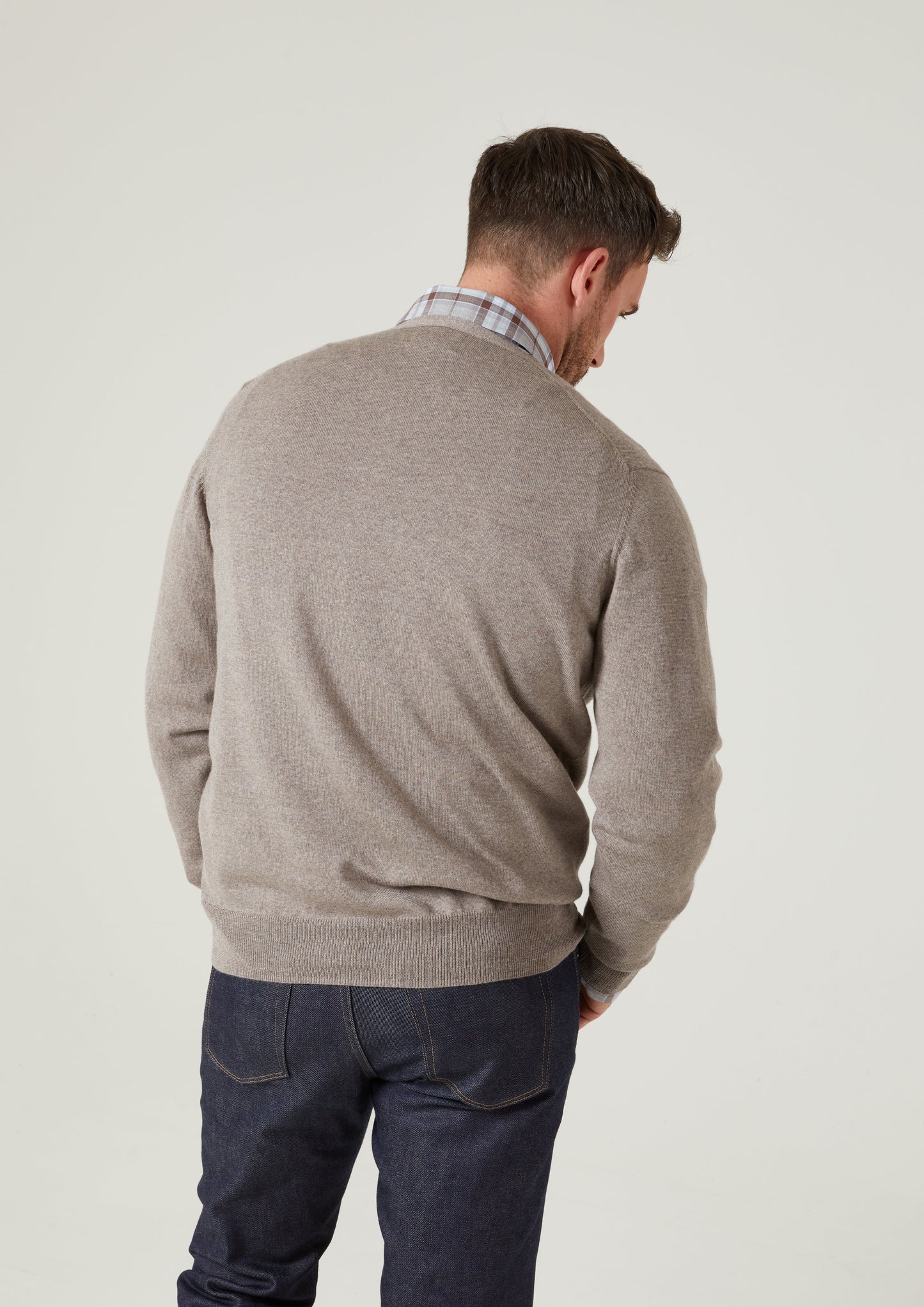 Hockley Men's Merino Wool Cardigan in Mushroom