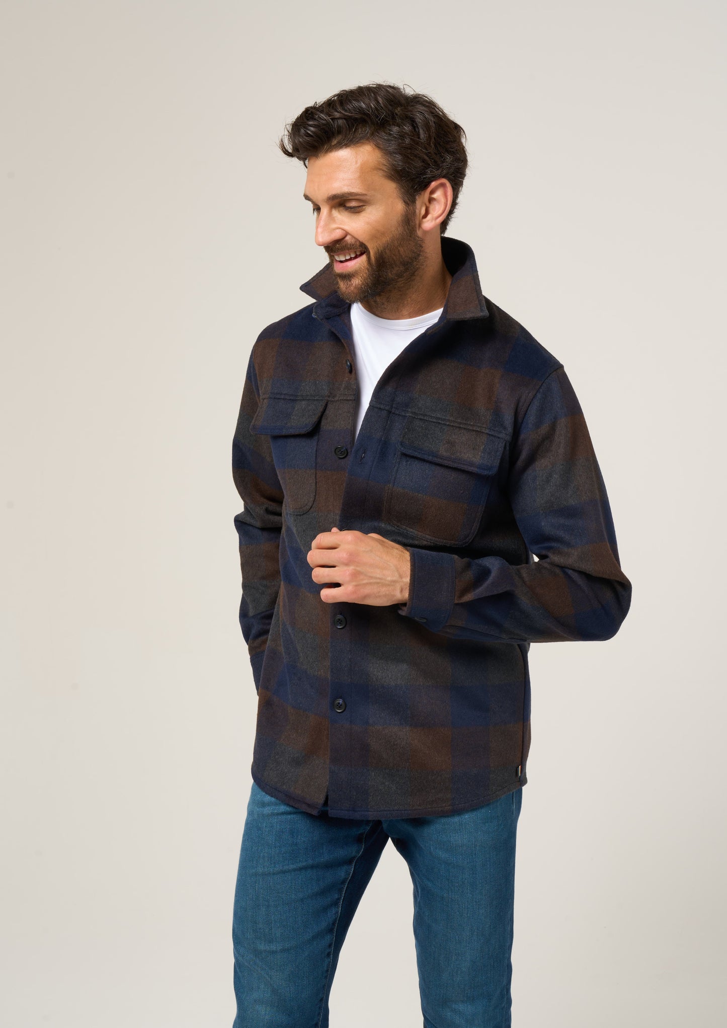 Ripley Men's Plaid Shacket in Navy