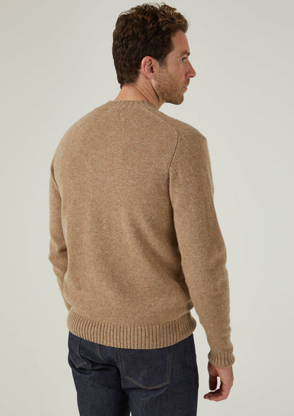 Kinnadie Supersoft Shetland Jumper In Pale Oak