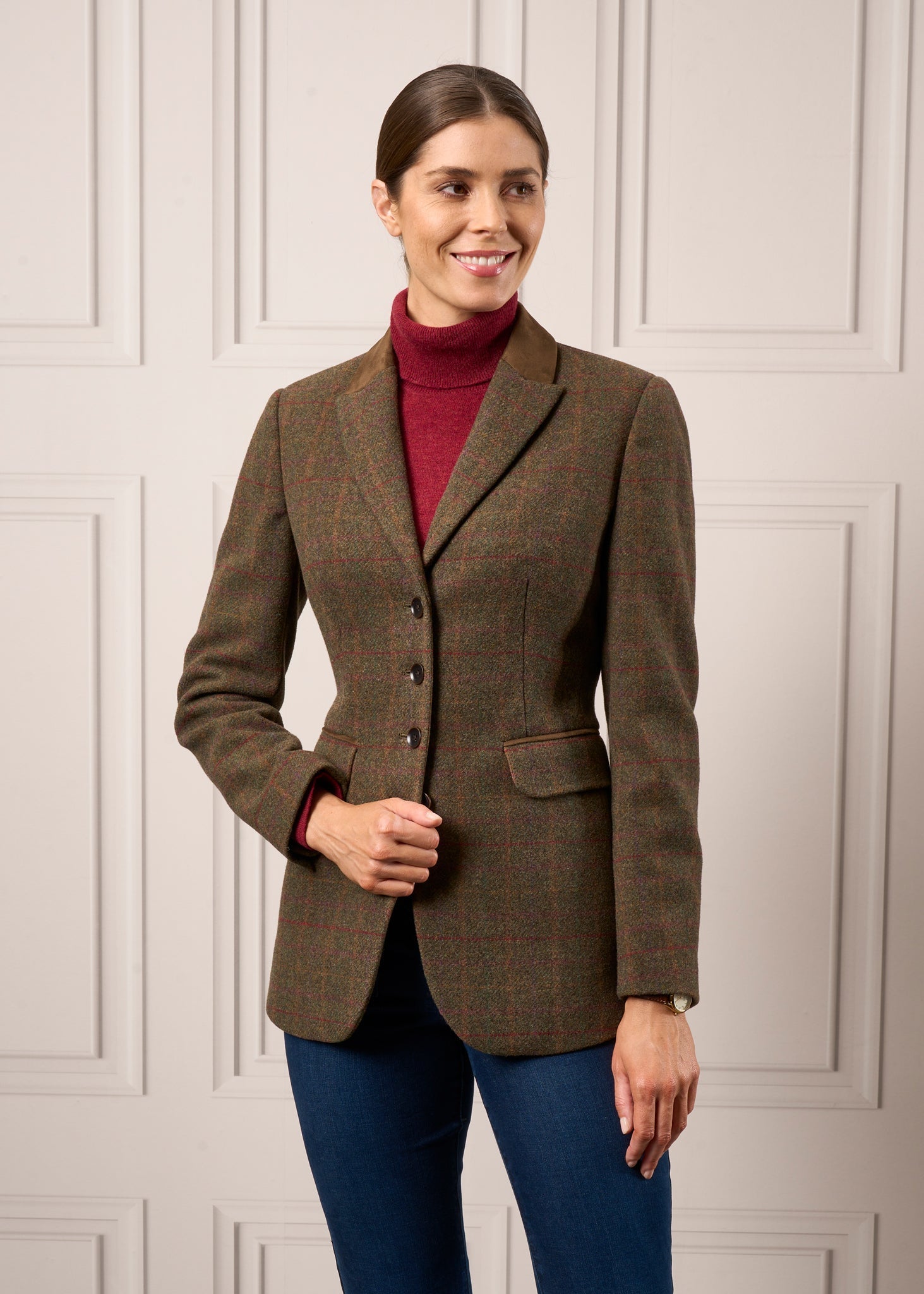 Surrey Ladies Tweed Blazer In Hemlock