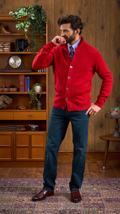 Lambswool Buttoned Jumper In Dubonnet 