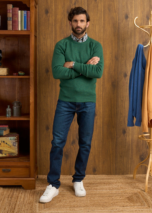 Lenzie Men's Lambswool Jumper In Courgette