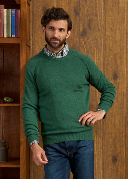 Lenzie Men's Lambswool Jumper In Courgette