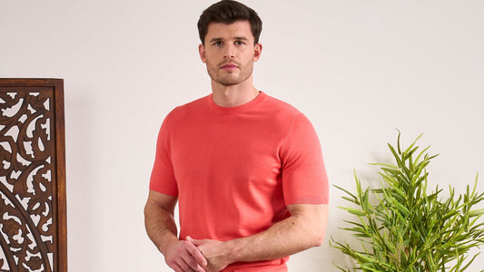 Mens Cotton T Shirt in Coral