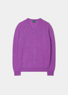 Men's Lambswool Vee Neck Jumper in Foxglove - Regular Fit