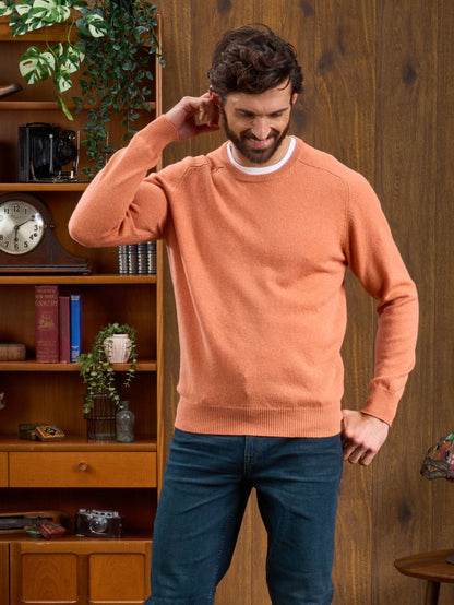 Lambswool Crew Neck Jumper in Jaffa Orange