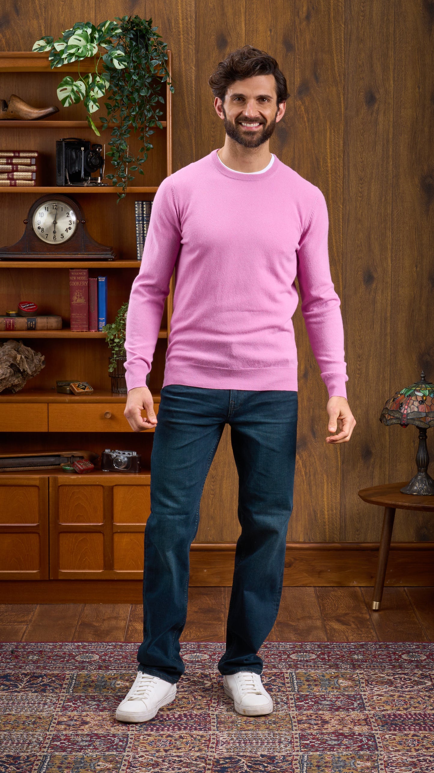 Geelong Crew Neck Jumper In Pink Haze