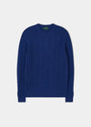 Roxburgh Long Sleeve Cable Crew Neck In Denim - Classic Fit