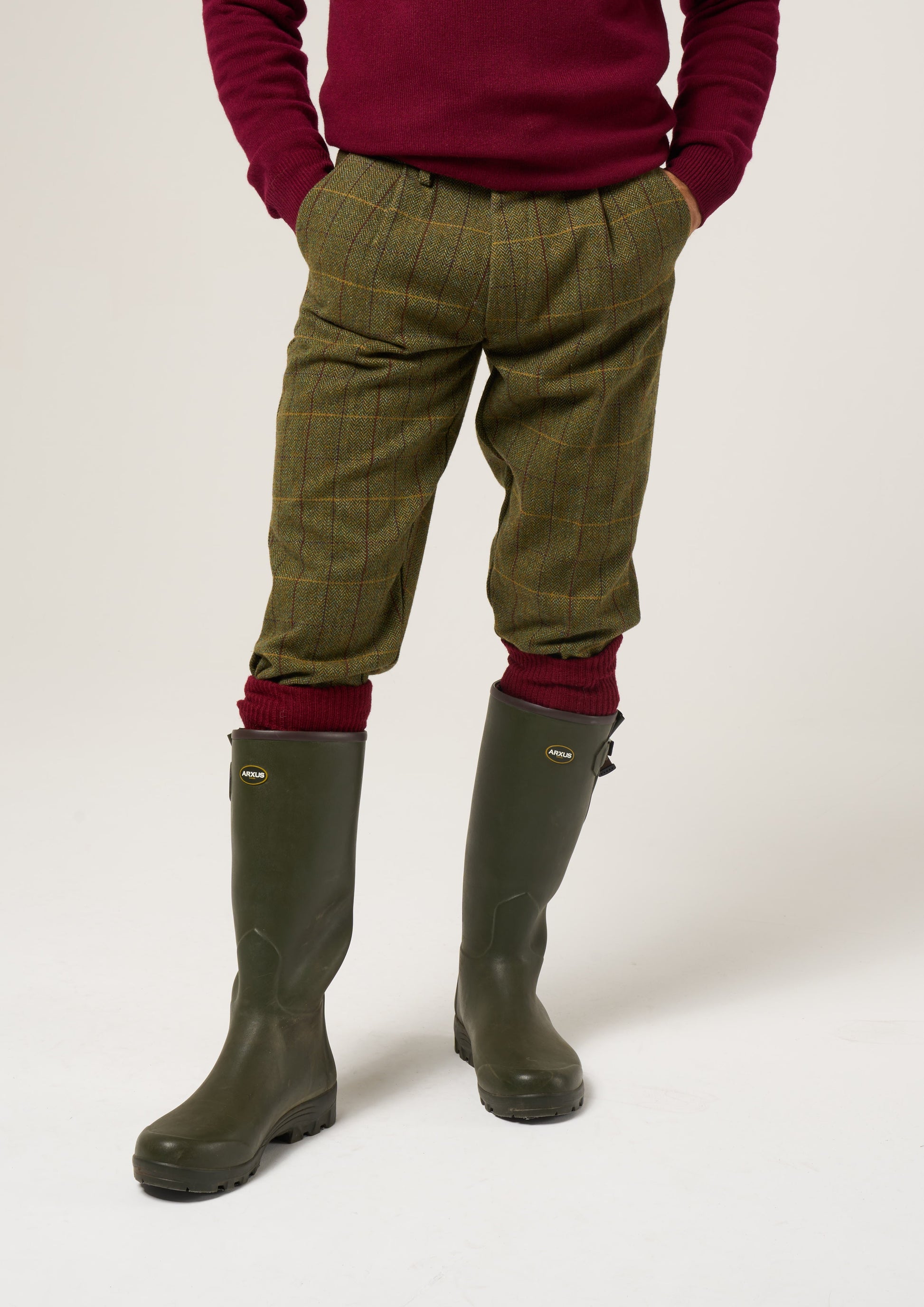 Rutland Men's Tweed Shooting Breeks In Green Ash