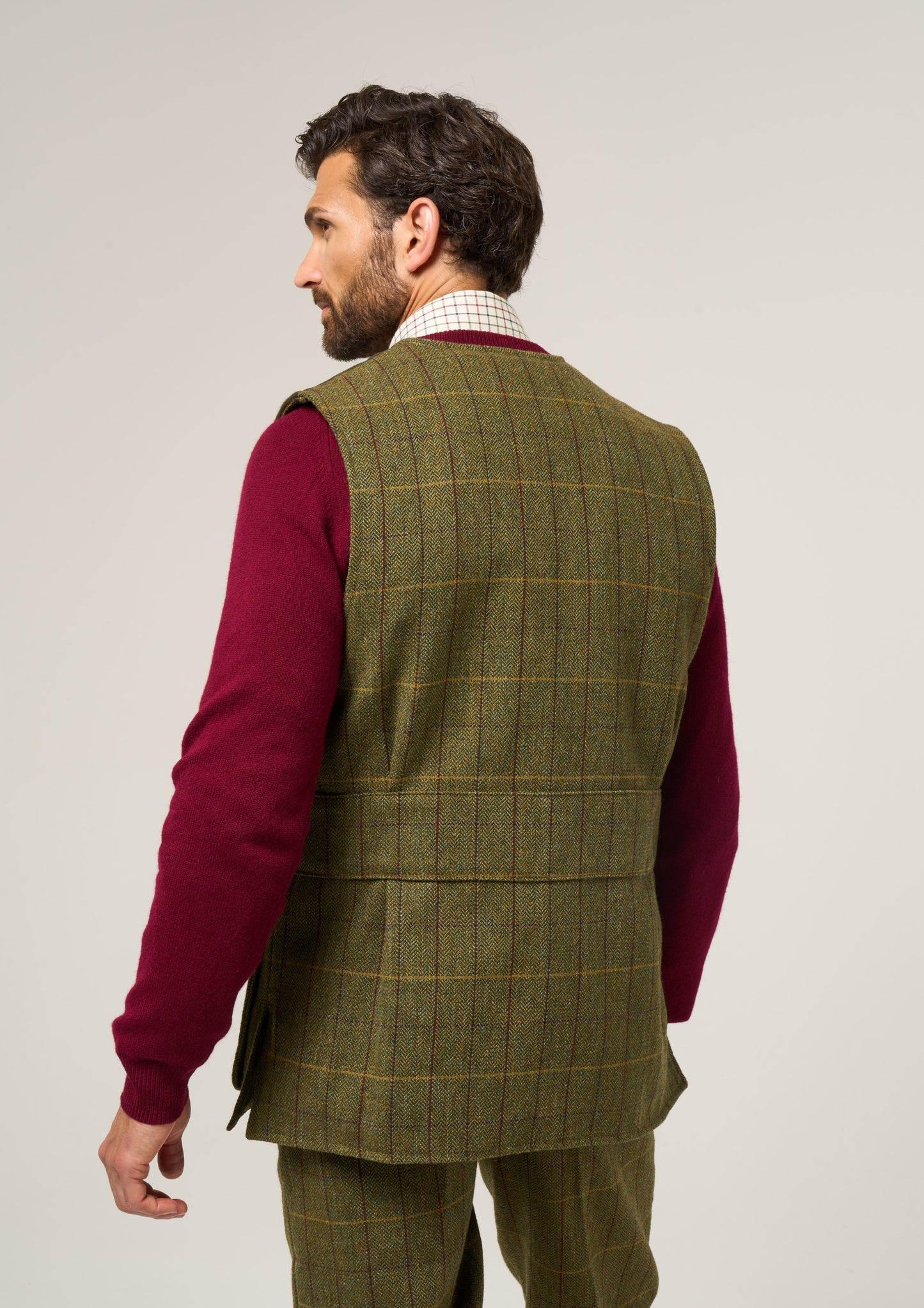 Rutland Men's Tweed Shooting Waistcoat In Green Ash