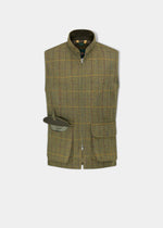 Rutland Men's Tweed Waistcoat In Green Ash