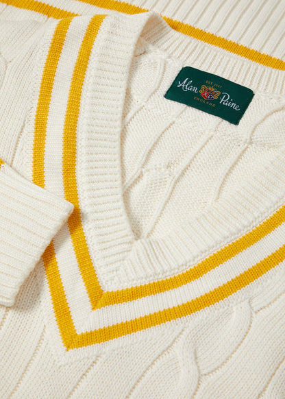 Cotton Cricket Jumper In Ecru and Gold