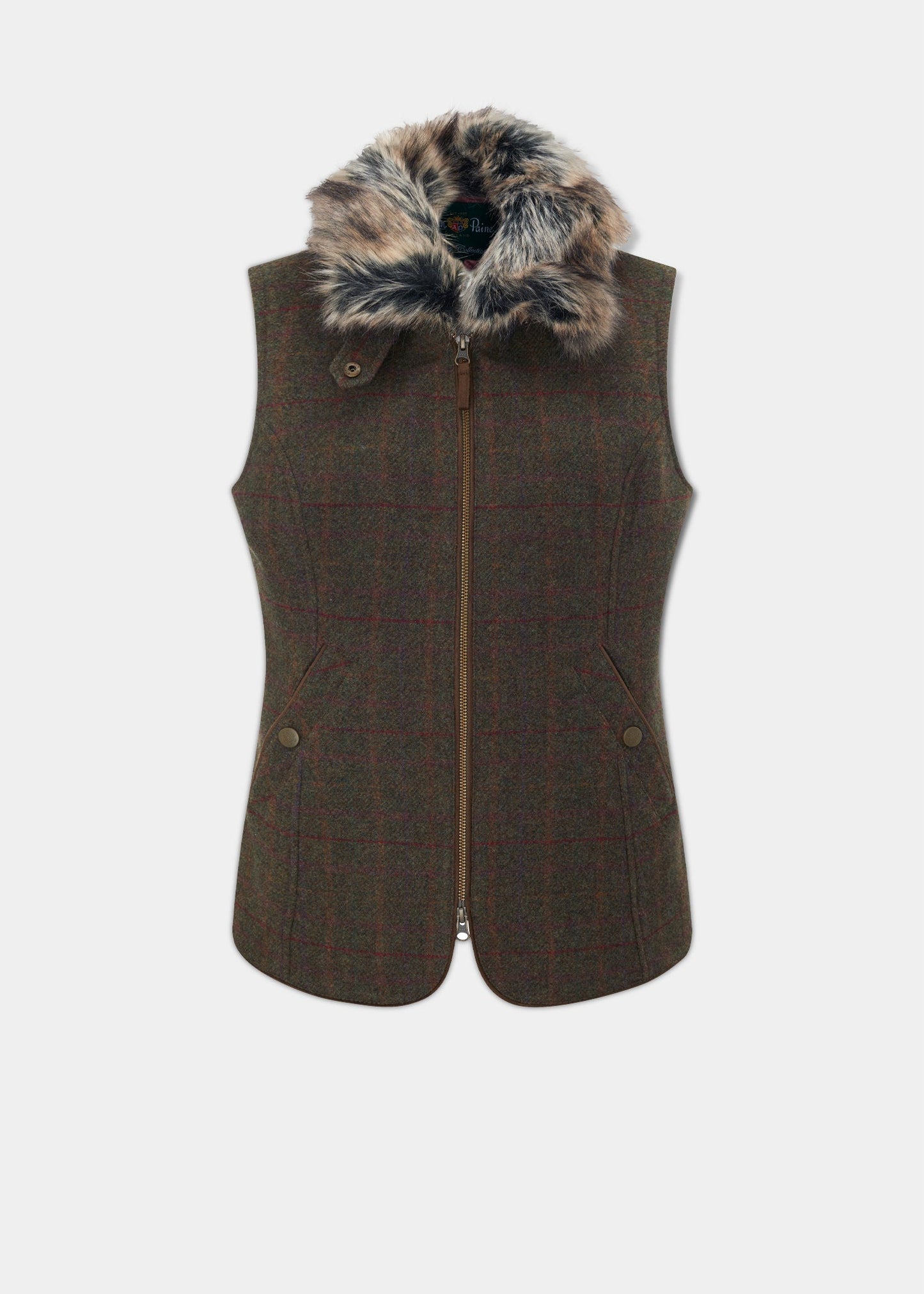 Surrey Ladies Tweed Gilet In Hemlock