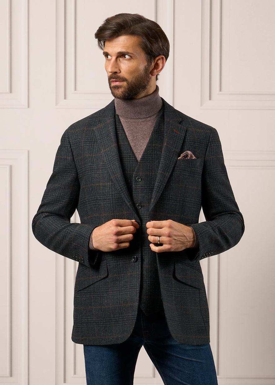 Tweed-Waistcoat-Mens-Surrey-Green-Check