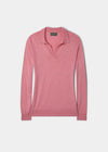 Uma Cotton Cashmere Open Placket Jumper In Carnation