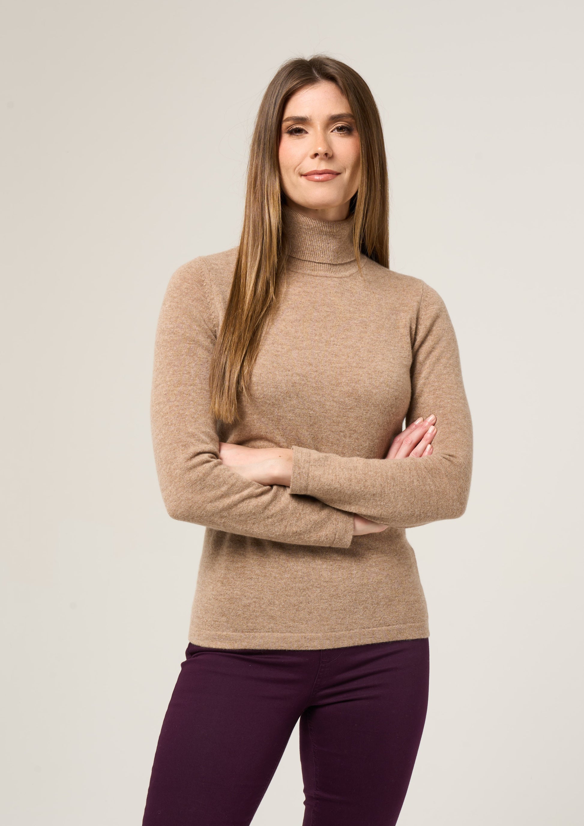 Rebecca Ladies Roll Neck Jumper In Colt