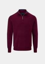 Streetly Men's 1/2 Zip Mock Neck Jumper In Bordeaux - Classic Fit