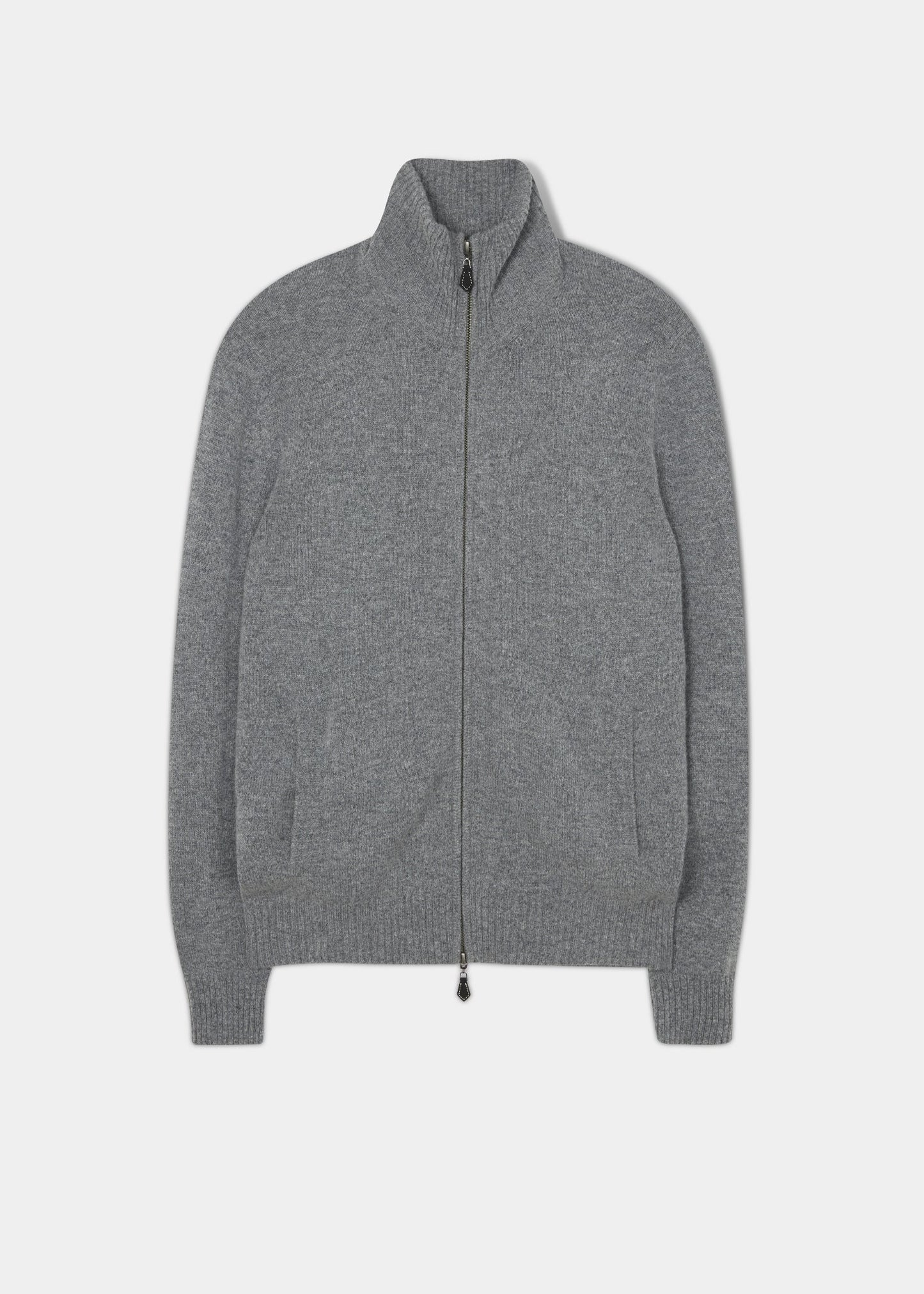 Ballater Lambswool Zipped Jumper in Grey Mix