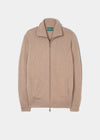 Mens Lambswool Zipped Mock Neck Jumper in Camel