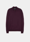 Men's Merino Wool 1/4 Zip Mock Neck Jumper in Black Grape